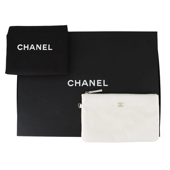 CHANEL CHANEL22 ChainShoulder Bag Punching Size Small Shiny Calf Leather Whi - Picture 12 of 13